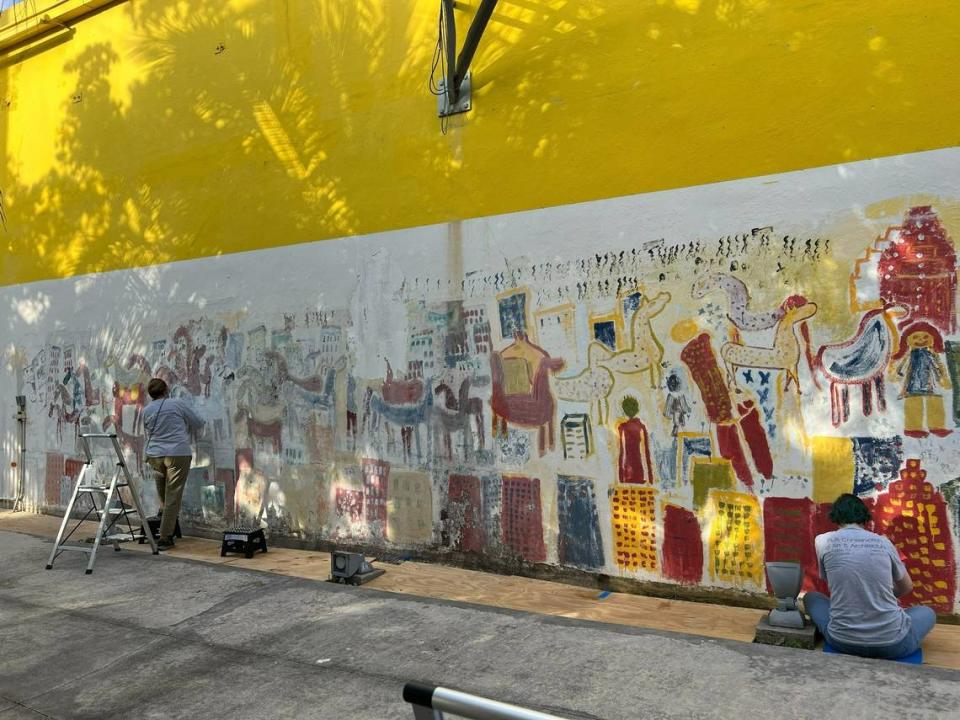 Bakehouse Art Complex, a Miami arts organization, received a grant to preserve a mural by Miami artist Purvis Young. Courtesy of RLA Conservation