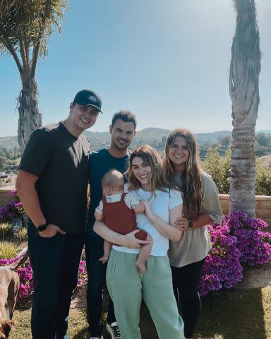 <p>Makena Moore Instagram</p> Taylor Lautner and Tay Lautner with Makena Moore, Jacob Moore and baby Breckon