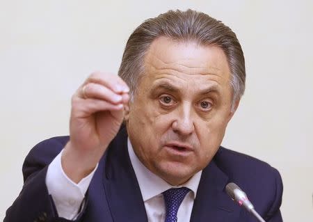 Russia's Sports Minister Vitaly Mutko addresses the Russian Duma deputies at the Russian parliament in Moscow, Russia, November 16, 2015. REUTERS/Maxim Zmeyev