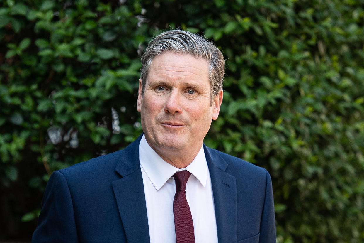 LONDON, ENGLAND - APRIL 22: Labour Party leader SIr Keir Starmer leaves his home ahead of his first PMQ session, on April 22, 2020 in London, England. As Prime Minister Boris Johnson continues his recovery from the effects of COVID-19, Starmer will face the Foreign Secretary Dominic Raab in the weekly debate session at the House of Commons. (Photo by Leon Neal/Getty Images)