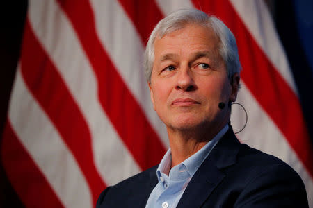 Jamie Dimon, CEO of JPMorgan Chase, takes part in a panel discussion about investing in Detroit at the Kennedy School of Government at Harvard University in Cambridge, Massachusetts, U.S., April 11, 2018. REUTERS/Brian Snyder