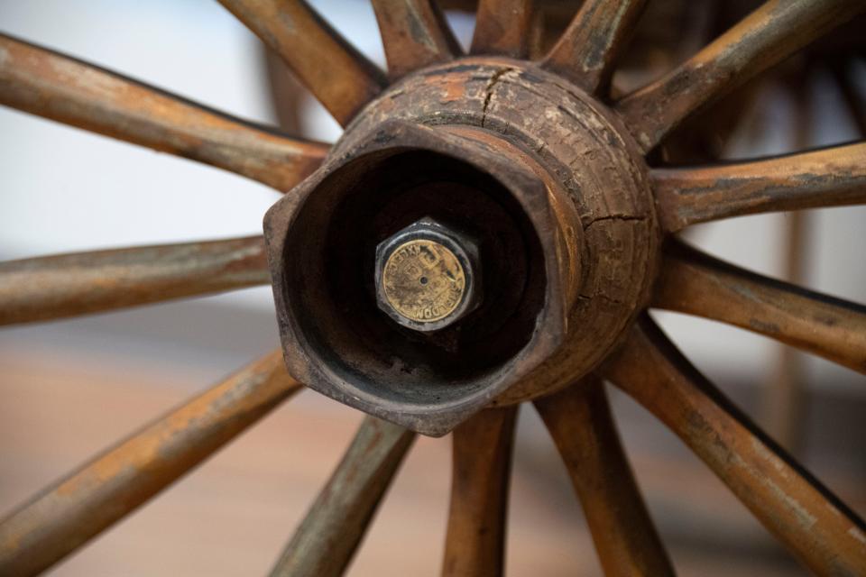 An old milk wagon philantropist Gene Epstein won the bid for continues displaying inside Zlock Performing Arts Center at Bucks County Community College on Thursday, Jan. 12, 2022.