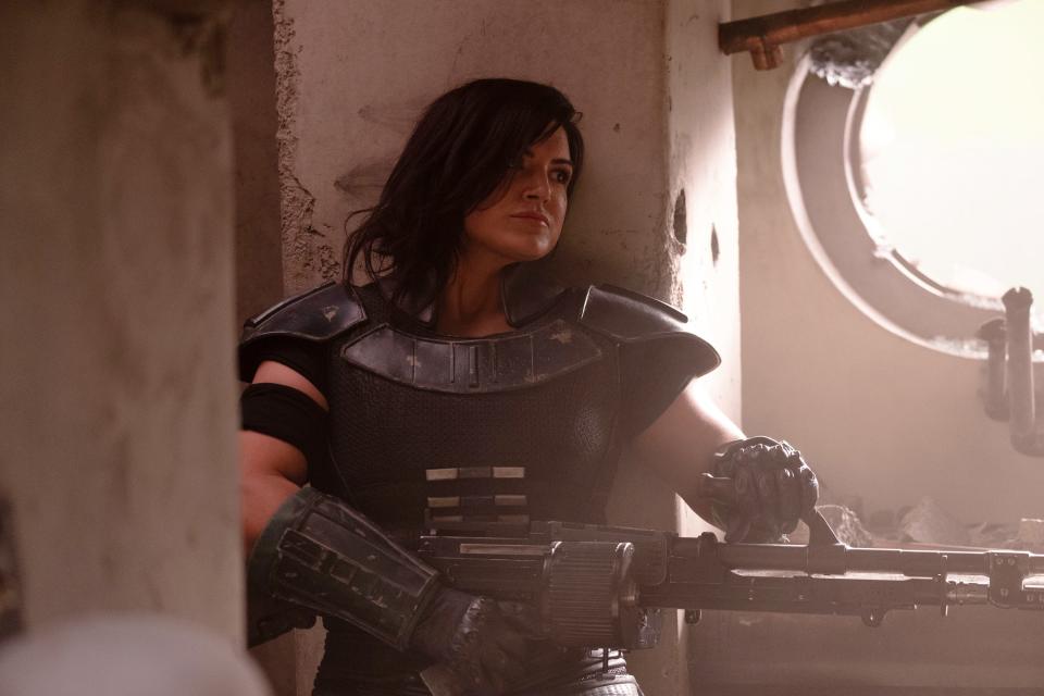 Gina Carano plays former Rebel shock trooper Cara Dune in 'Star Wars' spinoff, 'The Mandalorian,' on the Disney+ streaming service.