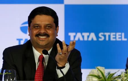 Koushik Chatterjee, Group Executive Director of Tata Steel, speaks during a news conference in Mumbai, India, May 25, 2016. REUTERS/Danish Siddiqui