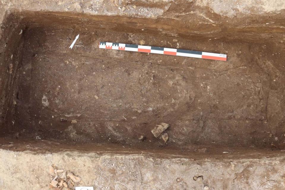 Nuns were buried in nailed wooden coffins inside the church, archaeologists said. Photo by M. Thiébaud, Univ. from Bordeaux from INRAP
