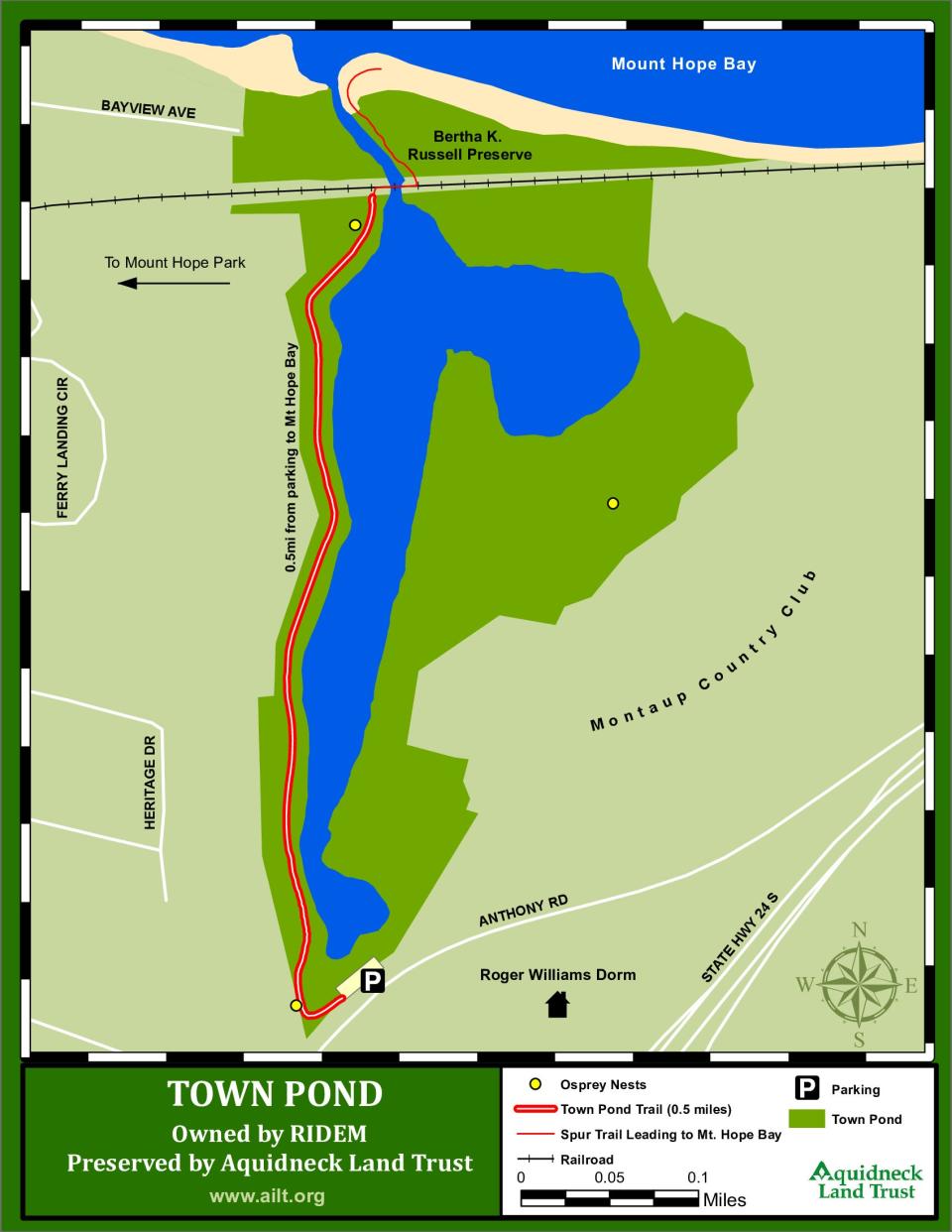 A trail map for Town Pond in Portsmouth