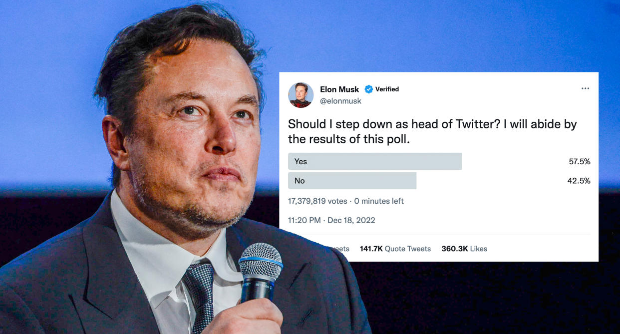 Elon Musk launched a poll on Twitter to decide his future. (PA/Elon Musk/Twitter)