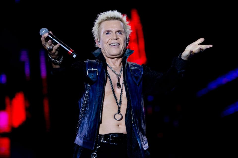 RIO DE JANEIRO, BRAZIL - SEPTEMBER 09: Billy Idol performs at the Mundo Stage during the Rock in Rio Festival at Cidade do Rock on September 09, 2022 in Rio de Janeiro, Brazil. The famous festival Rock in Rio returns after two years of cancellation due to COVID-19 pandemic. (Photo by Buda Mendes/Getty Images)