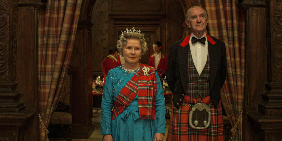 Imelda Staunton as  Queen Elizabeth II, and Jonathan Pryce as Prince Philip. (Netflix)