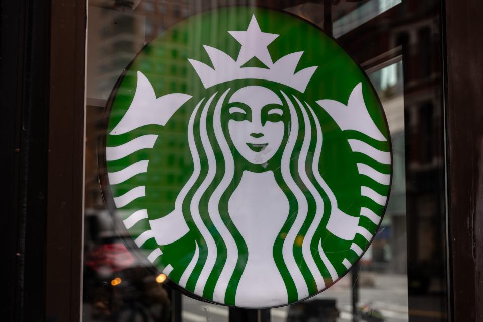 Starbucks logo on store window