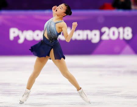 Figure Skating - Pyeongchang 2018 Winter Olympics - Ladies Single Skating Short Program - Gangneung, South Korea - February 21, 2018 - Kaori Sakamoto of Japan performs. REUTERS/John Sibley