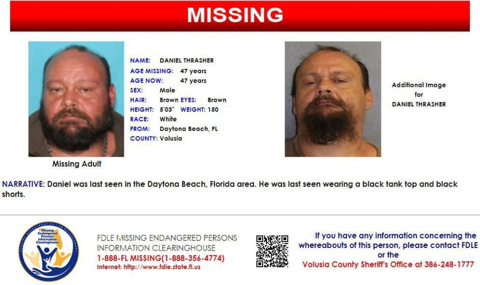 Daniel Thrasher was last seen in Daytona Beach on Jan. 5, 2023.