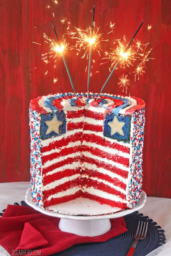 American Flag Layer Cake