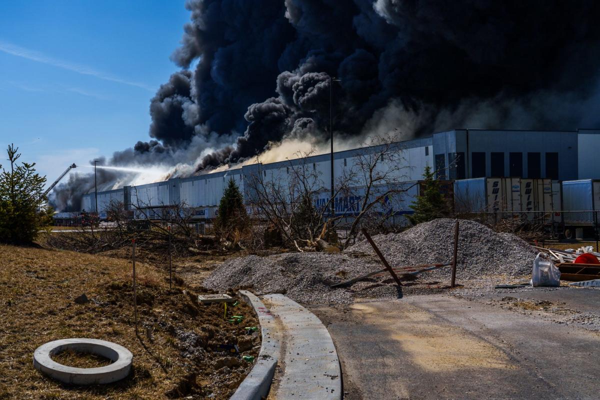 Fire at Walmart distribution center sent possible toxic debris into