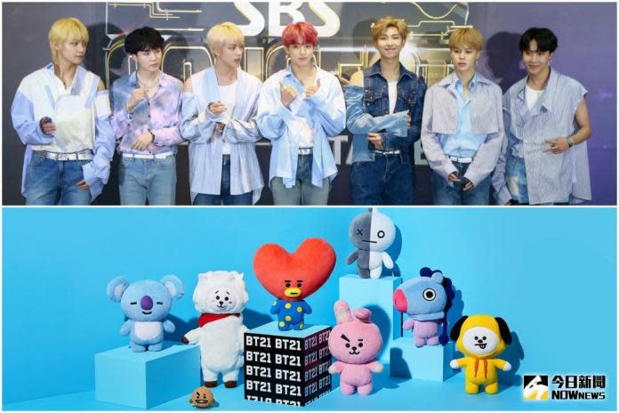 ▲BTS人氣驚人，同時帶動周邊商品BT21買氣。（圖／NOWnews資料照、翻攝BT21官網）