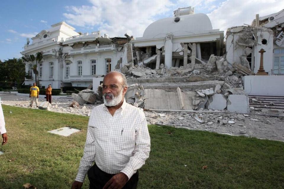 René Préval, then the president of Haiti, visited the damaged presidential palace on Jan. 30, 2010.