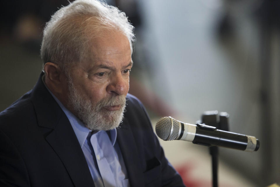*ARQUIVO* S&#xc3;O BERNARDO DO CAMPO, SP, 10.03.2021 - O ex-presidente Lula faz pronunciamento no Sindicato dos Metal&#xfa;rgicos de S&#xe3;o Bernardo. (Foto: Marlene Bergamo/Folhapress)