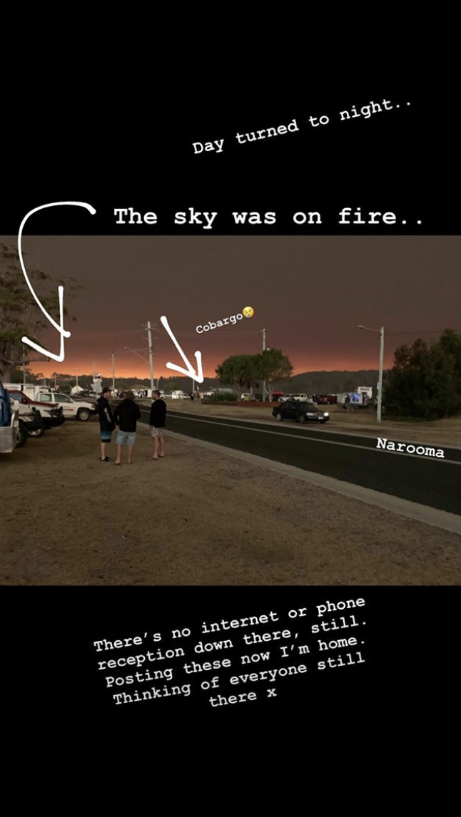 A photo of the red sky at Narooma on the NSW's far south coast during the 2019/20 bushfire season.