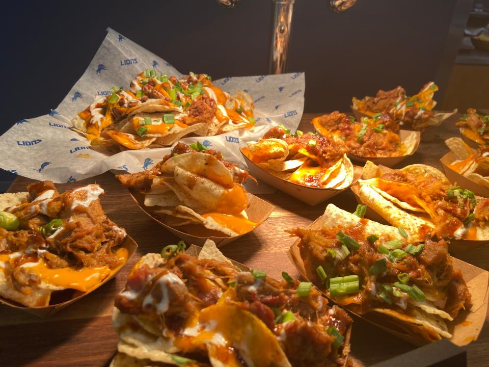 Coca-Cola Pulled Pork Nachos are a new item served at Ford Field this season.