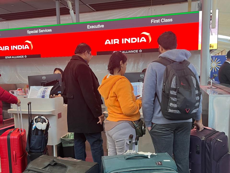 Check in line for first and business class travelers.