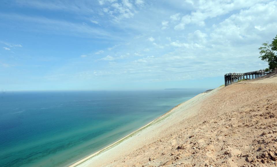 
Sweeping view of Lake Michigan from the Pierce Stocking Scenic Drive in the Sleeping Bear Dunes National Lakeshore. 
