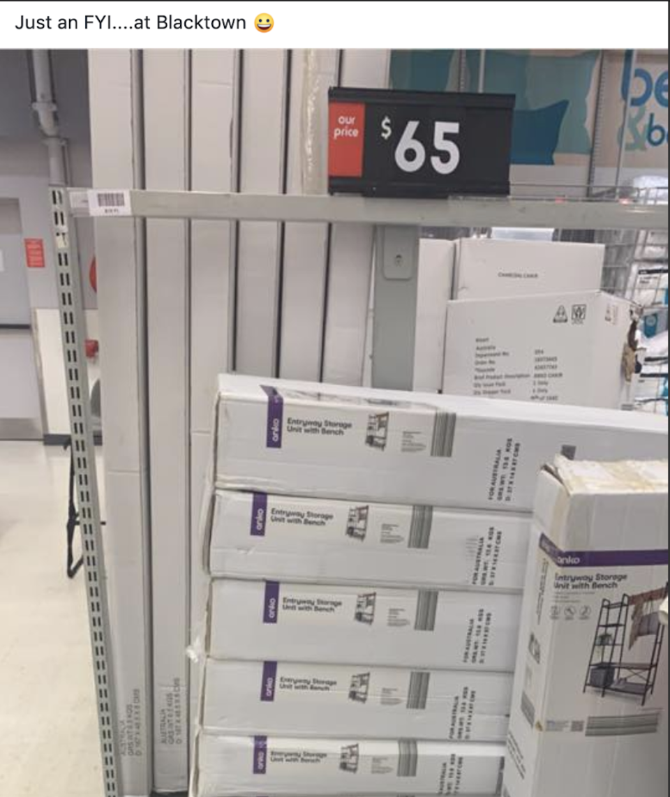 Kmart entryway storage shelf at blacktown store