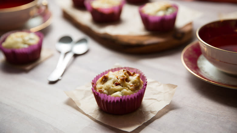 savory muffin served on table 