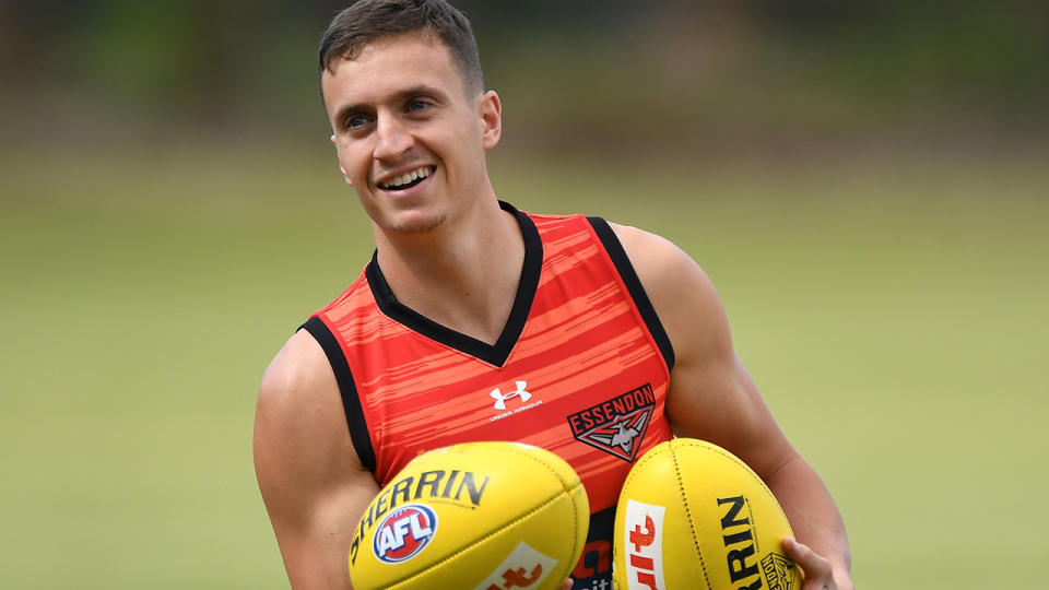 Bombers forward Orazio Fantasia is pictured during a training session.