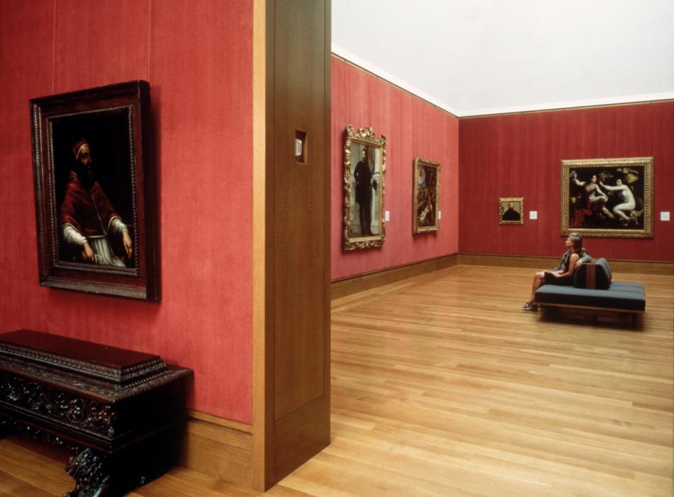 Renaissance paintings gallery in the North Pavilion of the J. Paul Getty Museum at the Getty Center in Los Angeles in 1997.