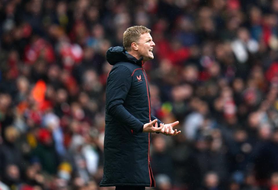 At the other end of the table, Newcastle manager Eddie Howe took charge of his side for the first time on Saturday at Arsenal, where he watched them lose 2-0 (John Walton/PA) (PA Wire)