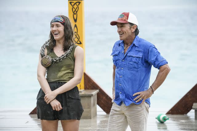 Robert Voets/CBS Frannie Marin and Jeff Probst on 'Survivor 44'