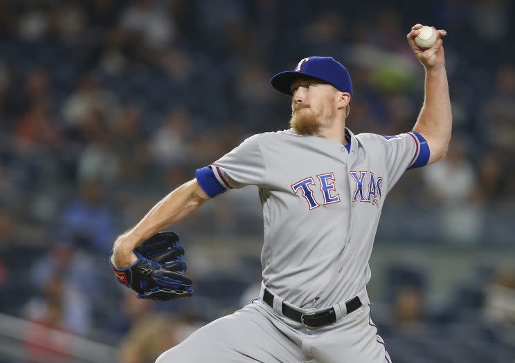 Rangers pitcher Jake Diekman deleted a questionable tweet. (Getty Images/Rich Schultz)