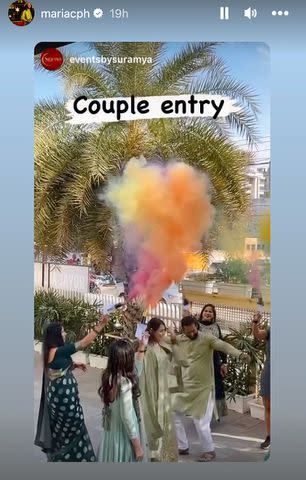 <p>Maria Ramirez/Instagram</p> Maria shared a video of the pair's "couple entry" to one of their 3-day wedding events.