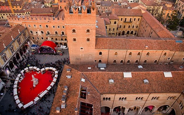 A heart-shaped market in Verona on Valentine's Day