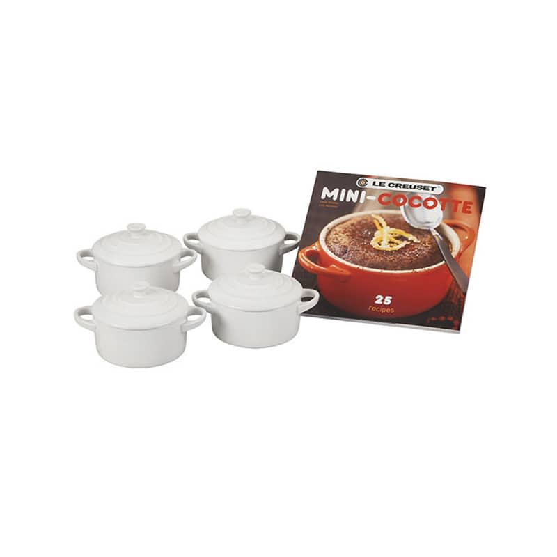 Mini Cocottes set with Cookbook, White