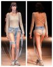 <p>Fast zu schrecklich, um wahr zu sein: Ein japanisches Designerlabel namens Thibaut schickte im Rahmen der Amazon Fashion Week in Tokio Jeans im Destroyed-Look über den Laufsteg, die wenig Raum für Fantasie ließ. Und auch wenn sich über Geschmack bekanntlich streiten lässt, ist eins sicher: Die Tanga-Jeans ist nichts für Frostbeulen! (Bild: Splash) </p>