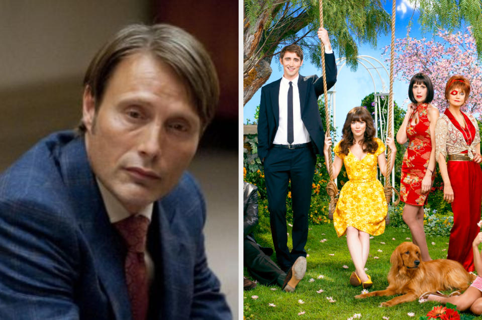 Side-by-side screenshots from "Hannibal" and "Pushing Daisies"
