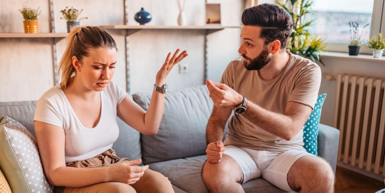 couple are quarreling at home