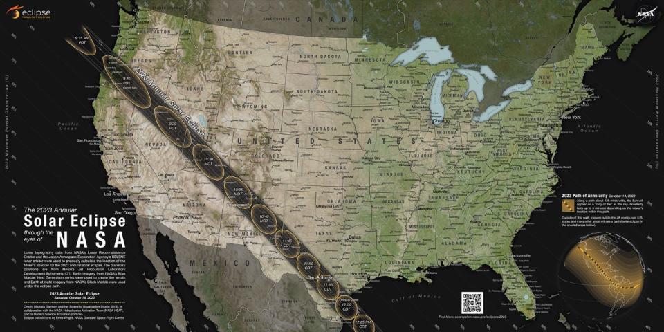 A map of the October annular eclipse.