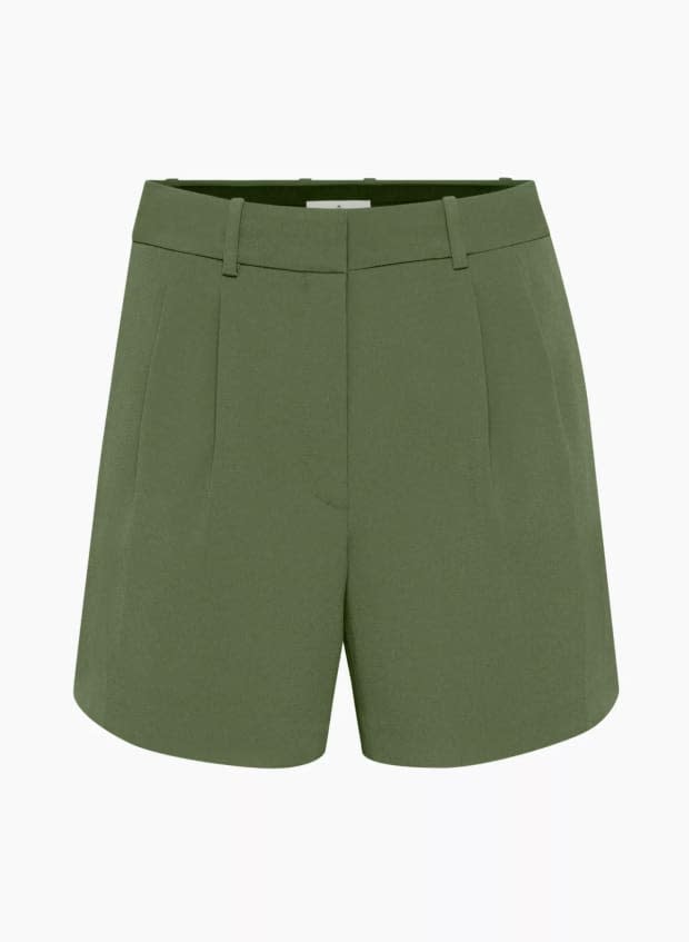 Aritzia Pleated 5" High-Waisted Pleated Shorts, $98, <a href="https://www.aritzia.com/us/en/product/pleated-5%22-short/99336085.html?dwvar_99336_color=30175" rel="nofollow noopener" target="_blank" data-ylk="slk:available here;elm:context_link;itc:0;sec:content-canvas" class="link ">available here</a>