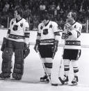 <p>WORST: 1975 NHL All-Star Game, in Montreal. Close, but not quite. Too many NHL logos on the front, perhaps? This photo features the Canadiens' Ken Dryden, Guy Lapointe and Guy LaFleur of the Wales Conference. (Getty Images) </p>