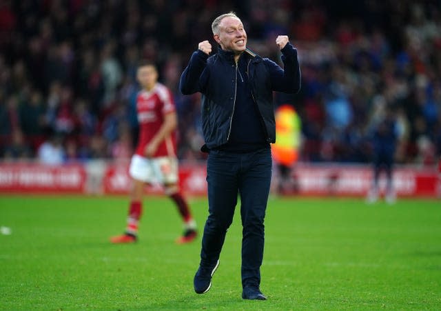 Steve Cooper clenches his fists after Nottingham Forest won a game