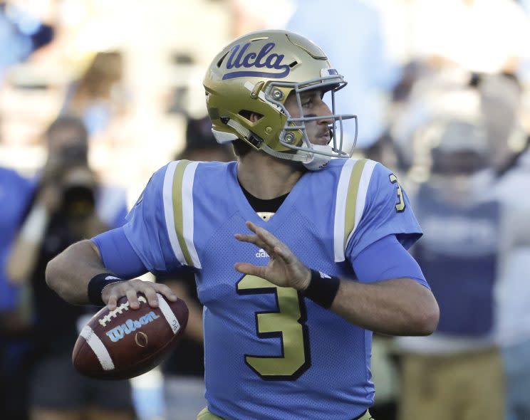 UCLA QB Josh Rosen returned to the field Tuesday after getting injured in 2016. (AP)