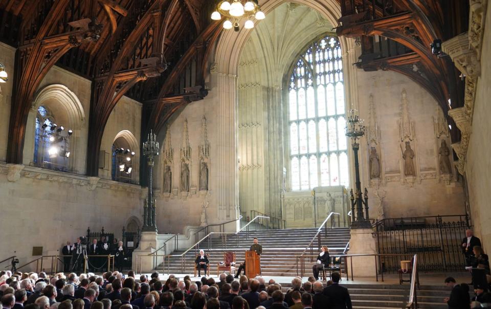 Volodymyr Zelensky delivers his address at Westminster Hall - Stefan Rousseau/Getty Images