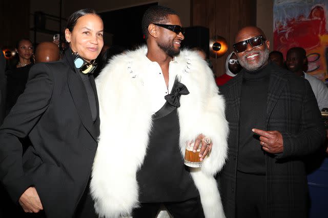 <p>Cassidy Sparrow/Getty Images for The House of Creed and Remy Martin</p> Erica Reid, Usher and L.A. Reid