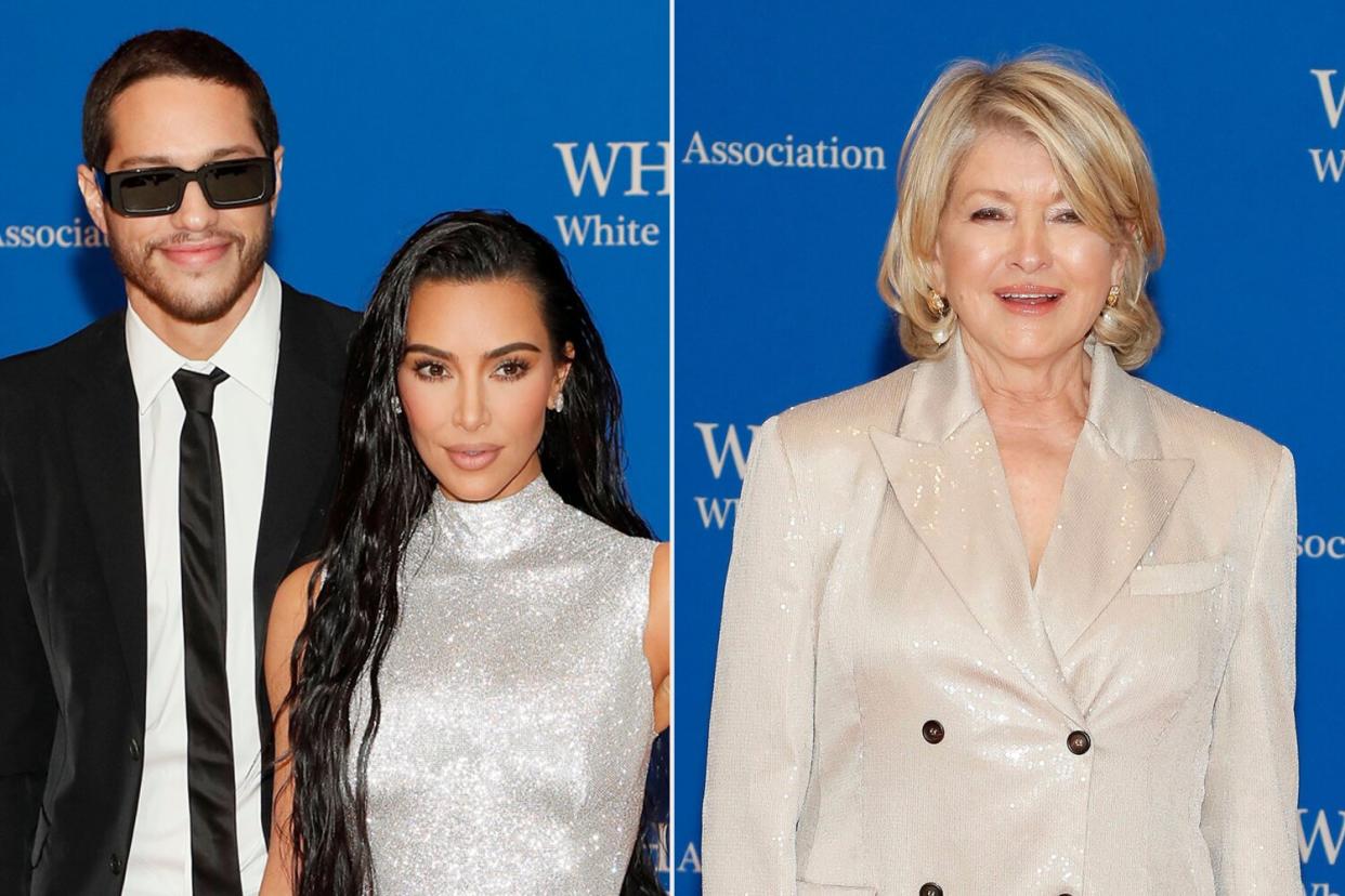 WASHINGTON, DC - APRIL 30: Pete Davidson and Kim Kardashian attend the 2022 White House Correspondents' Association Dinner at Washington Hilton on April 30, 2022 in Washington, DC. (Photo by Paul Morigi/Getty Images); WASHINGTON, DC - APRIL 30: Martha Stewart attends the 2022 White House Correspondents' Association Dinner at Washington Hilton on April 30, 2022 in Washington, DC. (Photo by Paul Morigi/Getty Images)