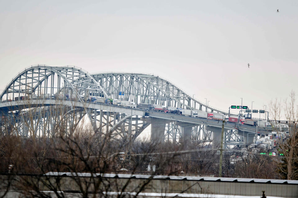 Trucks on the Bluewater Bridge (Geoff Robins / AFP - Getty Images)