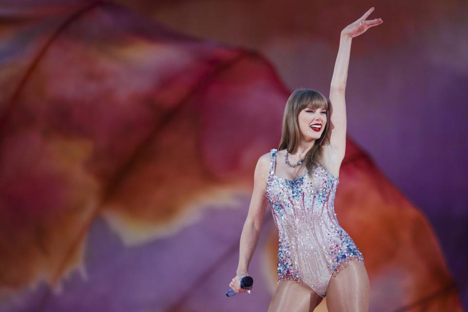 <span>Taylor Swift performing at Estadio da Luz in Lisbon, taken on May 24, 2024</span><div><span>ANDRE DIAS NOBRE</span><span>AFP</span></div>