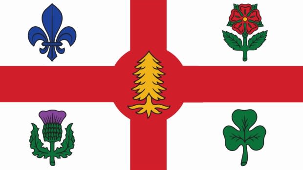 Montreal has added a white pine tree to the centre of its coat of arms and city flag in recognition the contribution of Indigenous people to the city. Photo from CBC