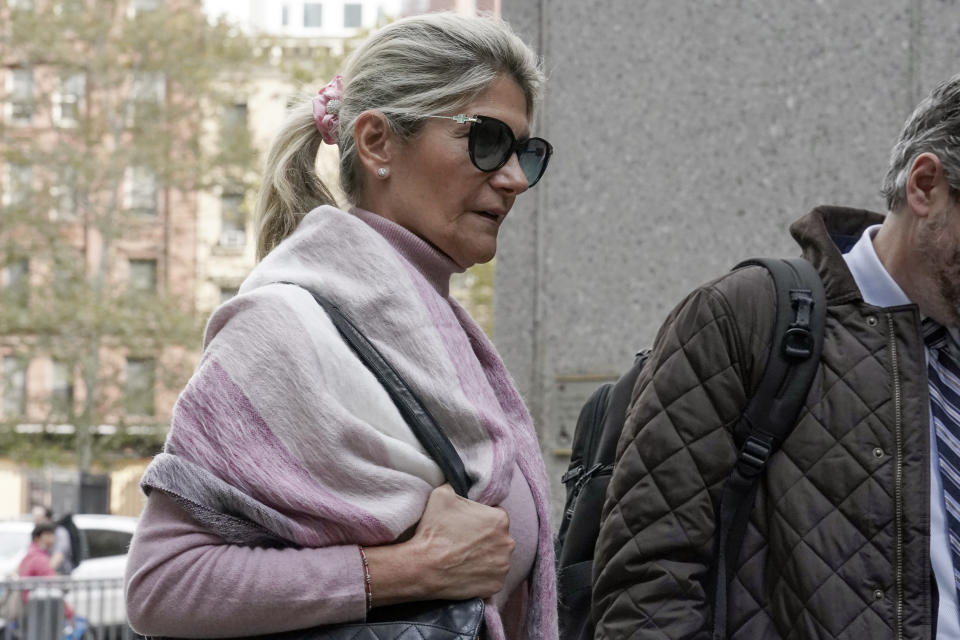 Nadine Menendez, wife of Sen. Bob Menendez, D, N.J., arrives at federal court for her arraignment on a revised indictment in a sweeping bribery case, Wednesday, Oct. 18, 2023, in New York. (AP Photo/Bebeto Matthews)